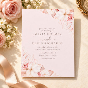 Convite para Casamento de Rosas Rosa Pálidas Român