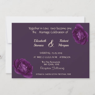 Convite para Casamento de Rosas Roxos Chic Elegant