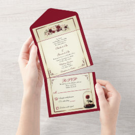 Convite para Casamento de Rosas vermelhas da Water
