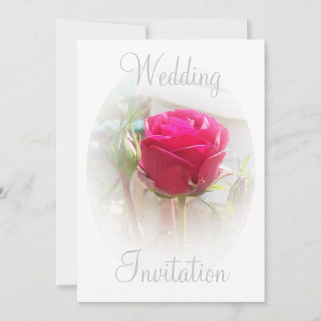 Convite para Casamento de Rosebud Rosa (Frente)