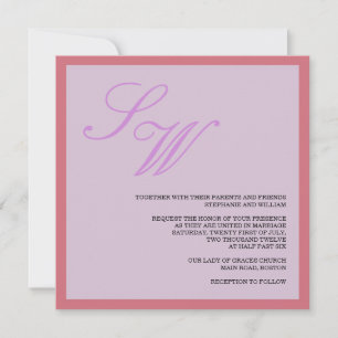 Convite para Casamento de Roxo e Coral