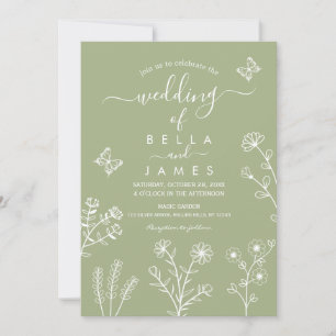 Convite para Casamento de Sage Green