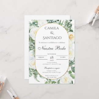 Convite para casamento de Sage Green Floral em esp