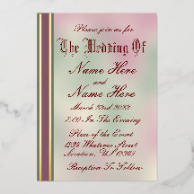 Convite para Casamento de Sage, Rosa e Folha de Ou