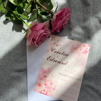 Convite para Casamento de Sakura Cherry Blossom