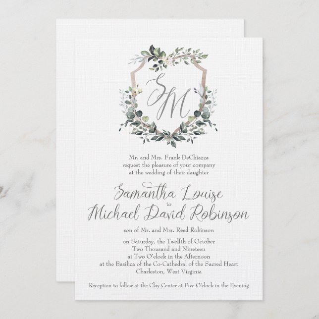 Convite para Casamento de Samantha & Michael (Frente/Verso)