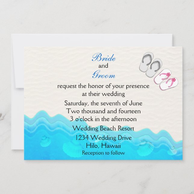 Convite para Casamento de Sandals de Praia (Frente)