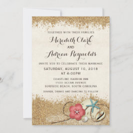 Convite para Casamento de Sandy Beach Hibiscus & S