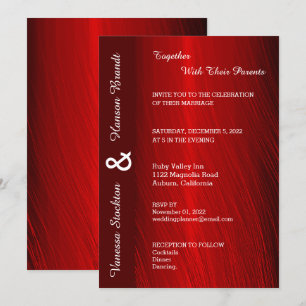 Convite para Casamento de Satin Vermelho Moderno