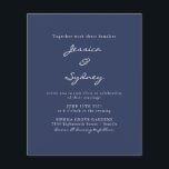 Convite para Casamento de Script Azul de Marinho M<br><div class="desc">Convite para Casamento de Script Azul de Marinho Moderno Minimalista de Orçamento</div>