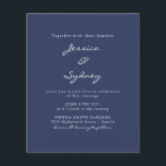 Convite para Casamento de Script Azul de Marinho M<br><div class="desc">Convite para Casamento de Script Azul de Marinho Moderno Minimalista de Orçamento</div>