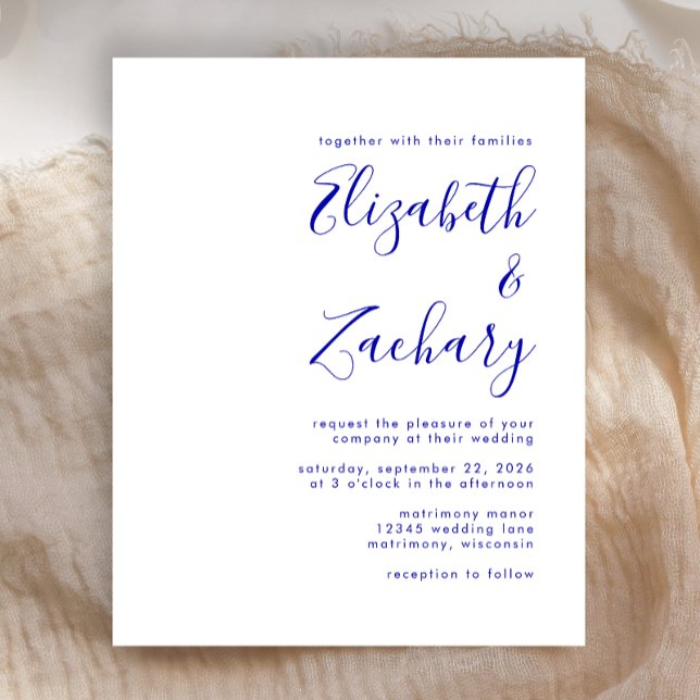 Convite para Casamento de Script Azul Real de Orça (Criador carregado)