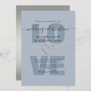 Convite para Casamento de Script Azul Simples Dust