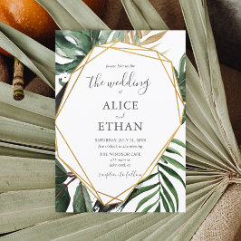 Convite para Casamento de Script Beach Greenery