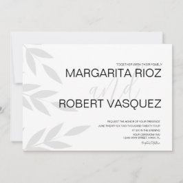 Convite para Casamento de Script Branco de Cinza M