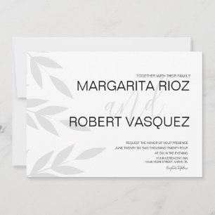Convite para Casamento de Script Branco de Cinza M