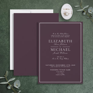 Convite para Casamento de Script Clássico Roxo El