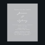 Convite para Casamento de Script de Portador Moder<br><div class="desc">Convite para Casamento de Cinzas Modernas de Portadoras Minimalista de Orçamento</div>