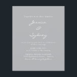 Convite para Casamento de Script de Portador Moder<br><div class="desc">Convite para Casamento de Cinzas Modernas de Portadoras Minimalista de Orçamento</div>