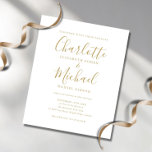 Convite para Casamento de Script Dourado de Orçame<br><div class="desc">Apresentando nomes de estilo de assinatura,  este convite elegante para casamento de orçamento pode ser personalizado com suas informações em letras de ouro em chic. Projetado por Thisnotme©</div>