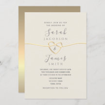 Convite para Casamento de Script Dourado Minimalis