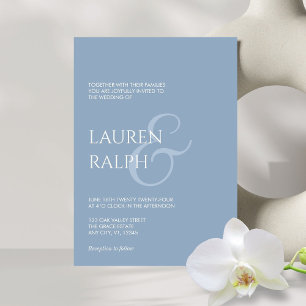 Convite para Casamento de Script Dusty Blue & Crea