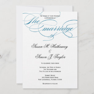 Convite para Casamento de Script Elegante - Azul