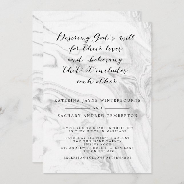 Convite para Casamento de Script Elegante Christia (Frente/Verso)