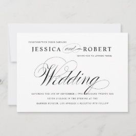 Convite para Casamento de Script Elegante Preto e