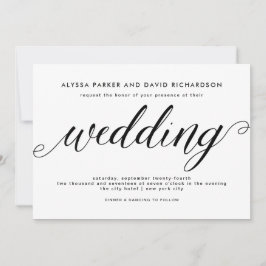Convite para Casamento de Script Elegante Preto e 