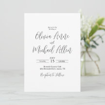 Convite para Casamento de Script Elegante Preto e
