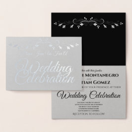 Convite para Casamento de Script Elegante Silver F
