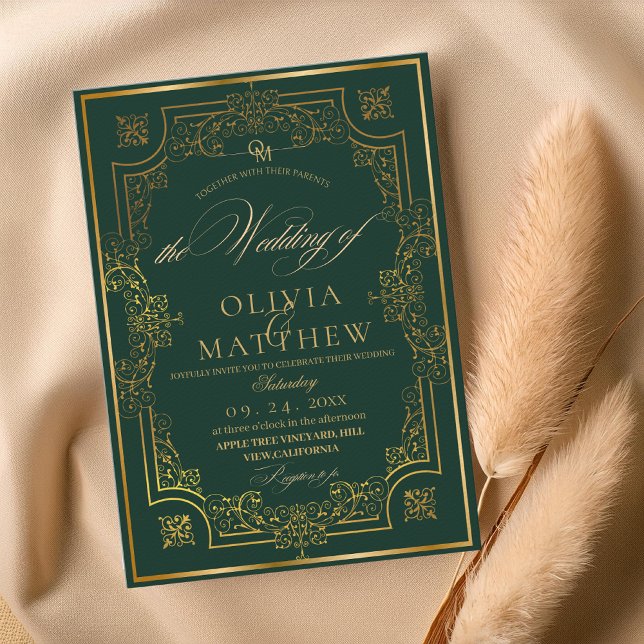 Convite para Casamento de Script Emerald Gree Dour (Criador carregado)