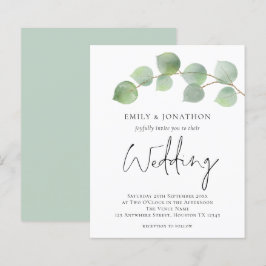Convite para Casamento de Script Eucalyptus BUDGET
