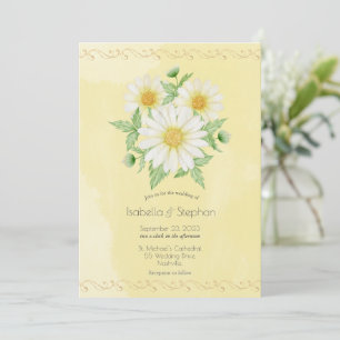 Convite para Casamento de Script Floral Amarelo Br