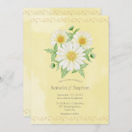 Convite para Casamento de Script Floral Amarelo Br