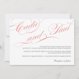 Convite para Casamento de Script Flourish, Cor-de-