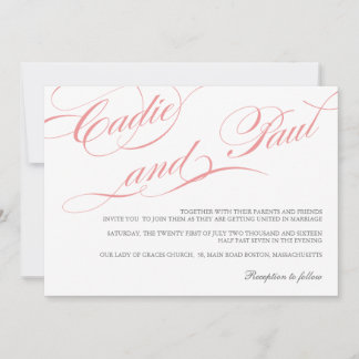 Convite para Casamento de Script Flourish, Cor-de-
