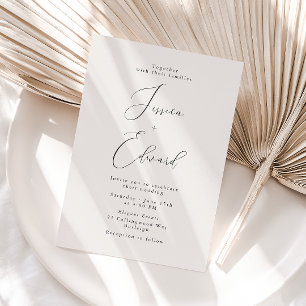 Convite para Casamento de Script Greige Elegante