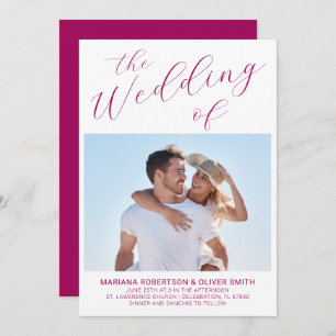 Convite para Casamento de Script Magenta Minimalis