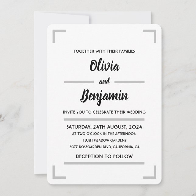 Convite para Casamento de Script Manuscrito Simple (Frente)