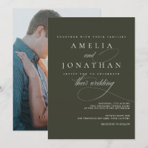 Convite para Casamento de Script Minimalista Moder