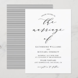 Convite para Casamento de Script Minimalista Preto