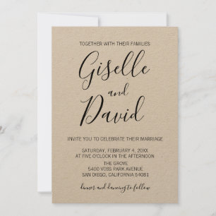 Convite para Casamento de Script Modern Kraft