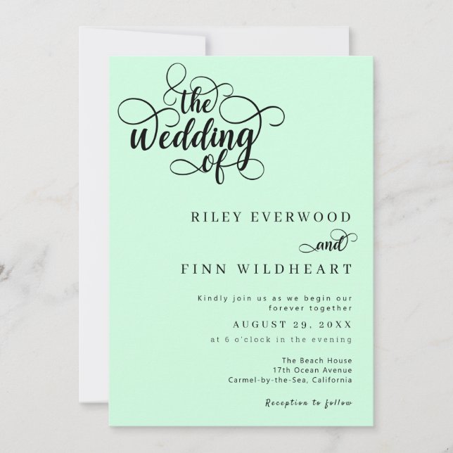 Convite para Casamento de Script Moderno Elegante (Frente)