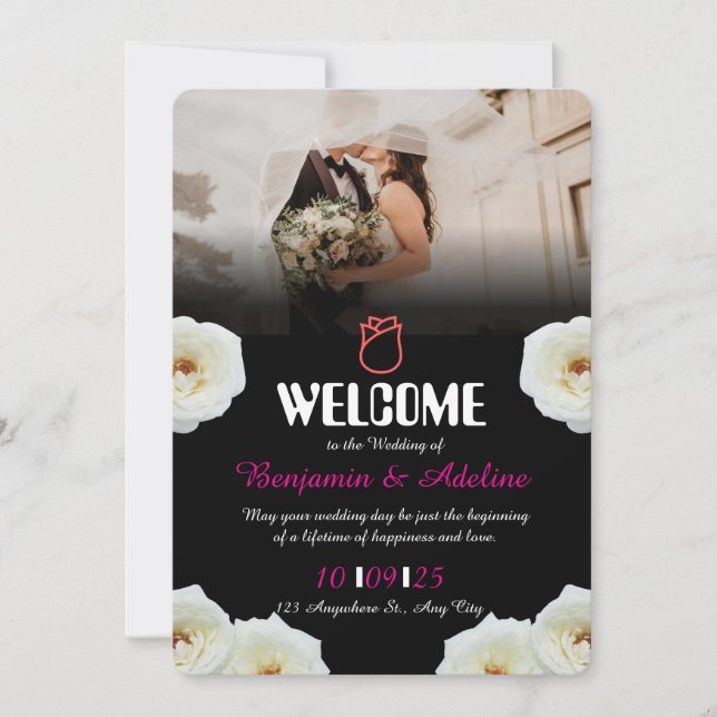 Convite para Casamento de Script Romântico (Frente)