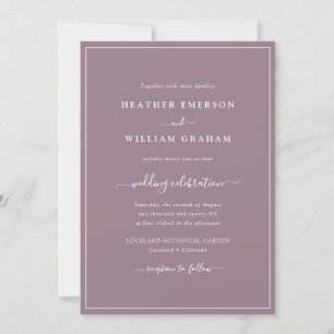 Convite para Casamento de Script Roxo