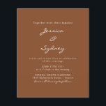 Convite para Casamento de Script Sienna Moderno de<br><div class="desc">Convocação para Casamento de Script Brown,  Moderna e Minimalista do Orçamento</div>