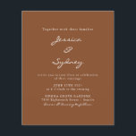 Convite para Casamento de Script Sienna Moderno de<br><div class="desc">Convocação para Casamento de Script Brown,  Moderna e Minimalista do Orçamento</div>