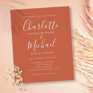 Convite para Casamento de Script Terracotta de Orç